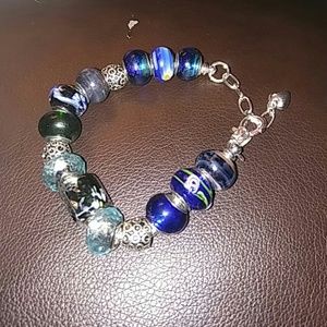 Blue beaded bracelet